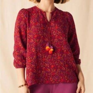 Matilda Jane Coral Reef Tassel Medallion Printed Blouse Size S